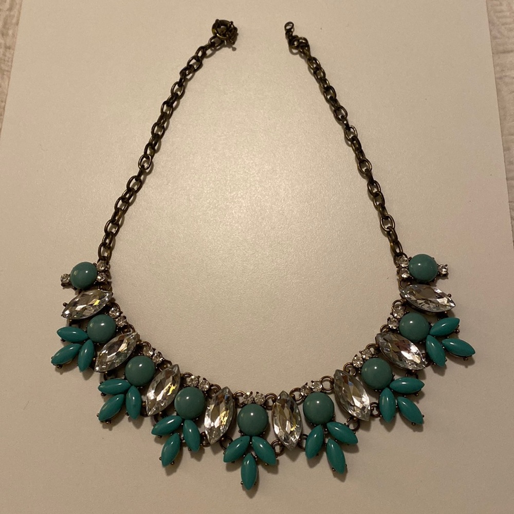 Turquoise and rhinestone necklace